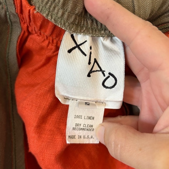 Xiao Linen Color-block Assymetric Skirt Tan & Orange Sz Small - Picture 6 of 8